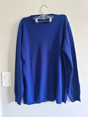 Women’s blue scoop neck pullover wool and cashmere blend sweater XL